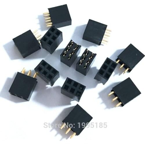 100PCS 2x3 6 Pin 2.54mm Double Row Female Straight Header Pitch Socket Pin Strip 2*3 mm Platoon Mother Female Header Connector