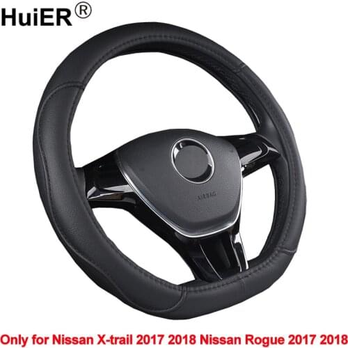 HuiER D Sharp Car Steering Wheel Cover PU Leather 4 colors for Nissan X-trail 2017 2018 Nissan Rogue 2017 2018 Steering-Wheel