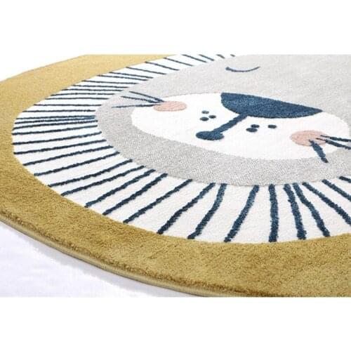 HX5D Baby Play Mat Crawling Carpet Kids Room Floor Rug Round Cartoon Lion Printed Game Pad Playmat Children Bedroom Decor