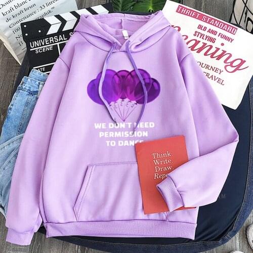 K-pop Album WE DON'T NEED Permission to Dance Bangtan Boys Hoodies Cute Purple Balloon Graphic Harajuku Korean Women Sweatshirt