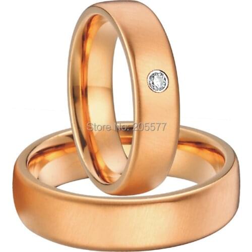 Classic rose gold plating women and mens simple plain 10 year weddding anniversary rings sets for couples