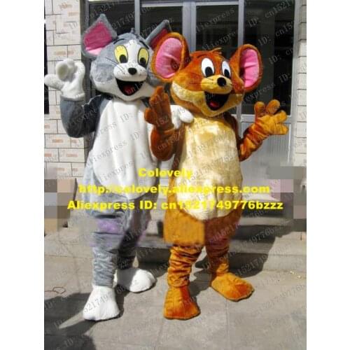 Lively Grey Kitten Cat Moggie Brown Rat Mice Mouse Adult Mascot Costume Mascotte With Big Mouth Eyes No.293 Free Ship