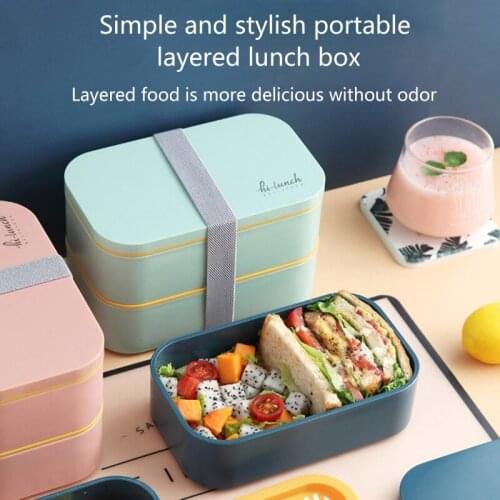Bento Box Lunch Boxes with Reusable Cutlery Set 2-Tier Leakproof Insulated Microwave Dishwasher & Freezer Safe