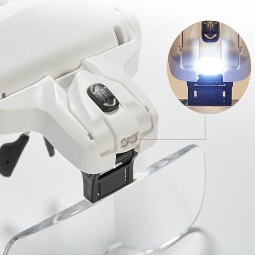 Head Wearing 1-3.5X Magnifier Adjustable LED Light Magnifying Glasses Jewelry Appraisal Watch Miniature Engraving Repair Tool