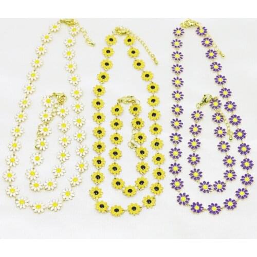 10pieces Fashoin Eye jewelry set ,Daisy necklace multicolors flowers bracelets and necklace jewelry sets 9927
