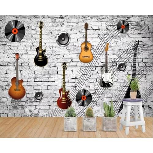 Beibehang wall papers home decor Nostalgic brick muralwall guitar music equipment personality theme tooling background wallpaper