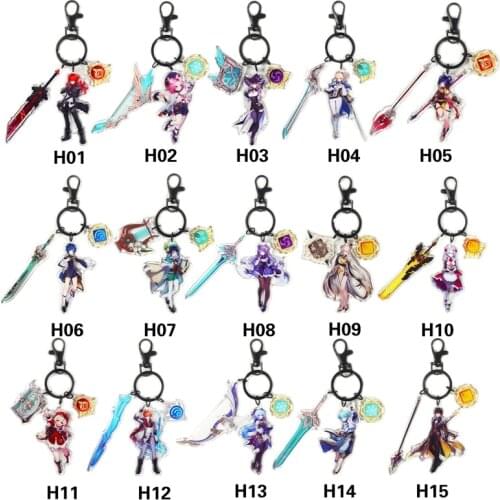 2021 NEW Fashion Anime Game Genshin Impact Zhongli Diluc Venti Paimon Keychain Keyring Base Acrylic Stands Keyring Gift For Fans