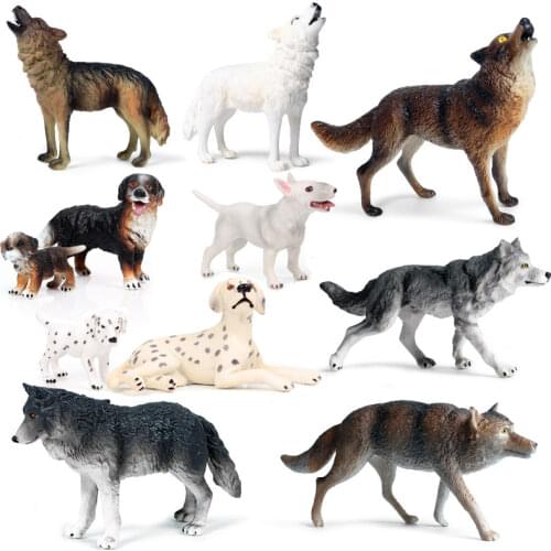 New Classic Dogs Animals Savage Wild Wolves Animals Model Action Figures Wolf Dog Doll PVC Education Kids Collection Toys Gifts