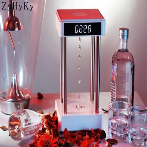 New Type Night Light Anti-Gravity Suspension Water Drop Time Hourglass Fountain Light Creative Night Light Birthday Gift