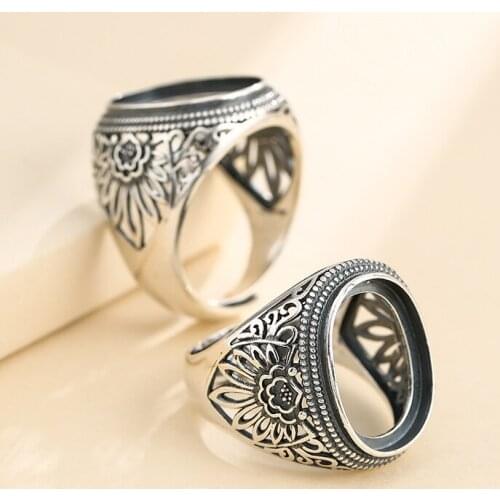 14*18mm 925 STERLING SILVER men Semi Mount Bases Blanks base blank Pad VINTAGE wedding rings ring Setting set men diy A5370