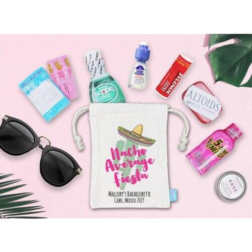 Nacho Average Fiesta gift bag personalized bachelorette favor bag Hangovers kit bags bridal party survival kit emergency kit bag