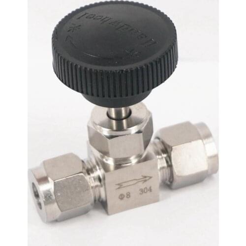 Fit For Tube O/D 8mm Stainless Steel 304 Shut Off Valve Straight Flow Control Needle Valve Compression Fitting 6.4 Mpa