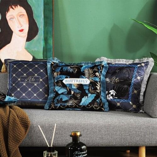 45x45cm luxury cushion cover tassel velvet purple blue pillowcase sofa decorative plants pillow cover backrest