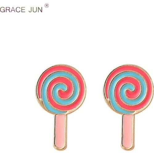 Korea Style Lollipop Candy Ice Cream Cake Rabbit Shape Clip on Earrings Without Pierced for Kids Charm Earrings Anti-allergy New