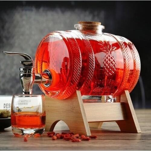 1000ML Glass Wine Jar Sealed Winemaking Bottle With Faucet Base Hip Flask For Brewing Red Wine Medicinal Liquor Wine Bottle