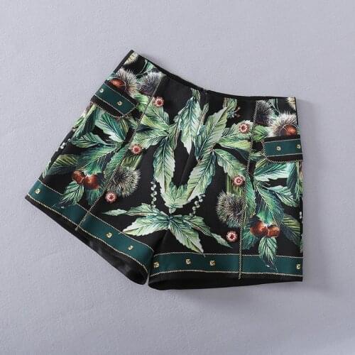 European and American womens clothing 2021 The new spring The print button Fashionable shorts