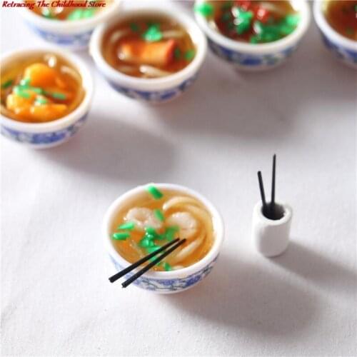 1pc Dollhouse Miniature Radom Bowl With Chopsticks Toys Decor Accessories