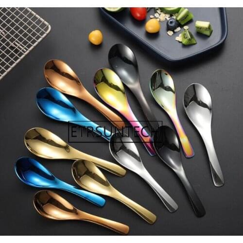 100pcs Stainless Steel Spoon Home Flatware Porridge Bowl Chinese Dinner Spoon Japanese Soup Spoon for Home Restaurant