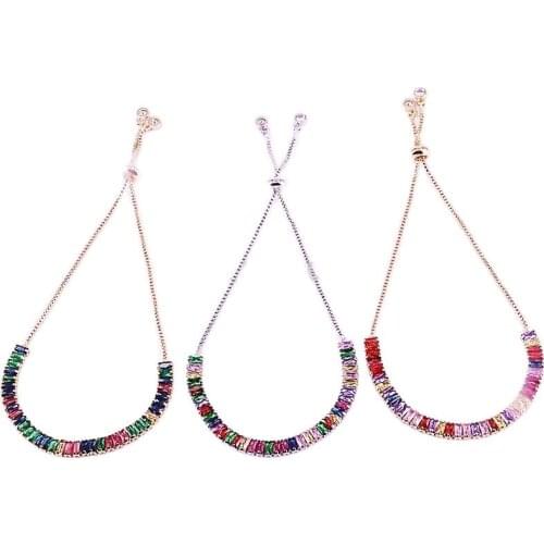 8Pcs Popular Mix Color Micro Pave Colorful CZ Tennis Chain Bracelet For Girls or Women Gifts