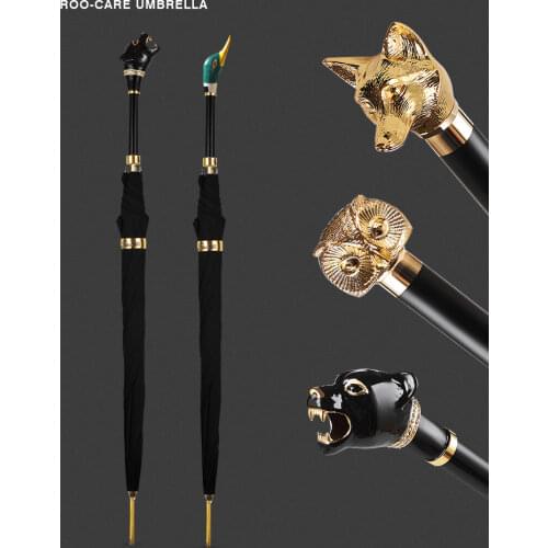 Large Long Handle Umbrella Silver Head Skull Creative Sun Umbrella Windproof Japanese Double Paraguas Men Business Gifts SY425