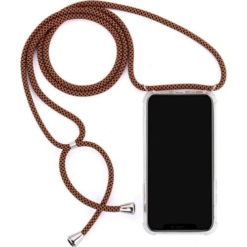 Necklace Lanyard Phone Case For iPhone 12 11 Pro Max XS X XR SE 5S 6 6S 7 8 Plus Soft Silicone Transparent Strap Chain Cover Bag