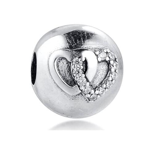 CKK Heart Bond Clip Charm 925 Sterling Silver Beads for Jewelry Making fit Charms Bracelet DIY 02C034