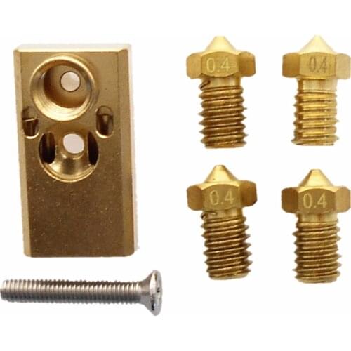DuoWeiSi 3D Printer Parts 1.75/3.0mm Olsson Block + 4xNozzle + Screw Kit For 3D Printer