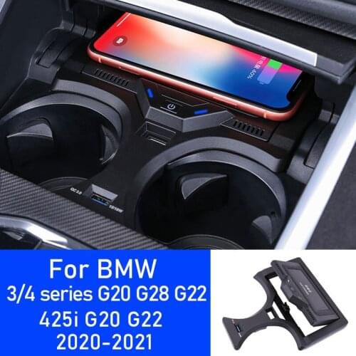 For BMW 3/4 series accessories car charger G20 G28 G22 mobile phone 15W wireless car accessories charging board 2020-2021
