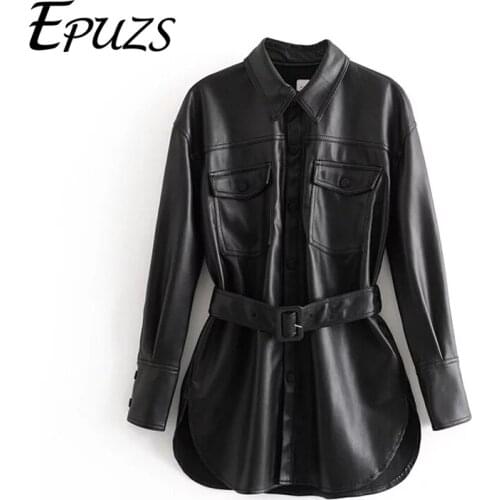 Женские модные кожаные куртки EPUZS China At AliExpress