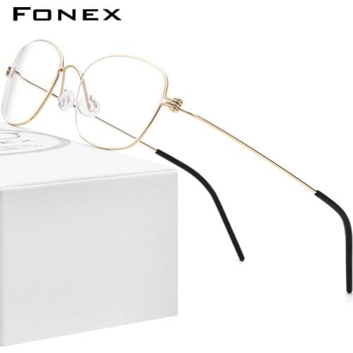 FONEX Titanium Alloy Glasses Frame Women Prescription Eyeglasses Men Korean Myopia Optical Frame Morten Screwless Eyewear 7511
