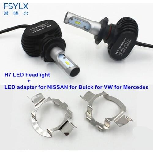 FSYLX H7 Car Headlight Bulbs with H7 adapter holder for AUDI A3 A4L A6L H7 LED headlight lamps bulb for NISSAN QASHQAI X5 F20