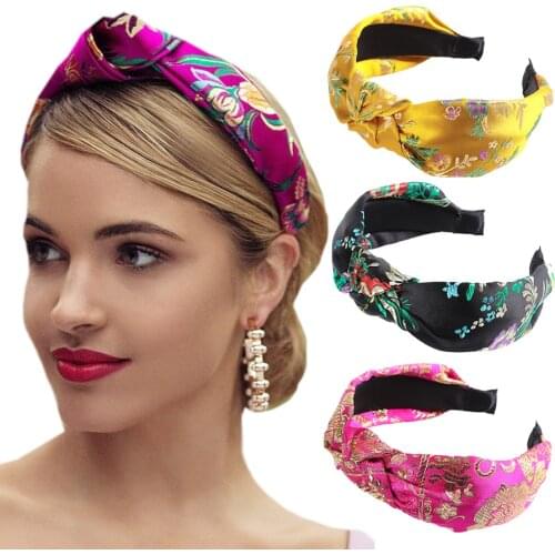 Haimeikang Knotted Hair Bands For Women Retro Headband Bezel Hair Hoop Wide Print Hairbands Fashion Ethnic Hair Accessories