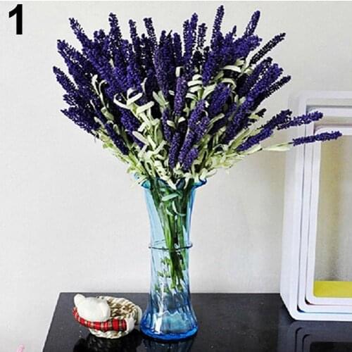 1Pc Wedding Silk Flowers High Simulation 12 Heads Lavender Bouquet Living Room Home Garden Hotel Decoration Cheap Wholesale