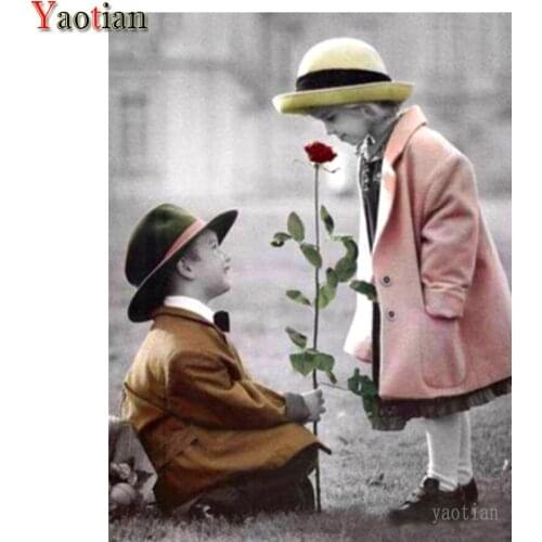 Good Friend Children Rose Flower 5D DIY Diamond Painting Full Square Round Drill Mosaic Diamond Embroidery Cross Stitch Decor