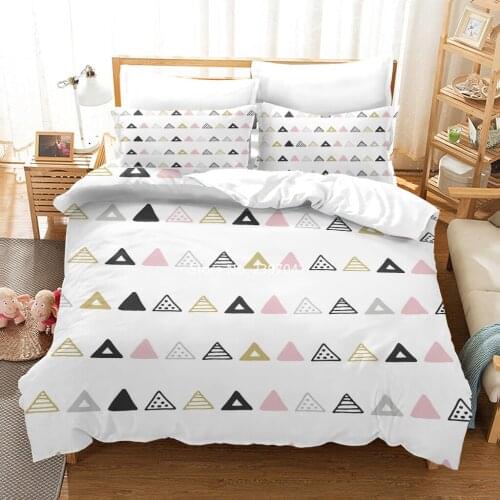 2-3 Pieces of Modern Simple Small Fresh Style Bedding Set Geometric Pattern Quilt Cover Pillowcase Children Bedroom Decoration