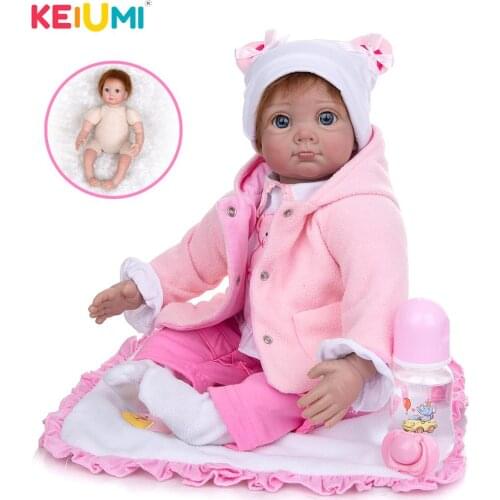 KEIUMI 22 Inch mohair doll Baby Lifelike Red skin Reborn Dolls Cloth Body Vinyl Boneca Reborn Baby Toy As Birthday Gift