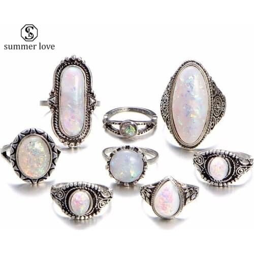 Summer Love Fashion 8pcs/Lot Charm Gold Color Midi Finger Ring Set Vintage Boho Knuckle Party Rings for Women Punk Jewelry