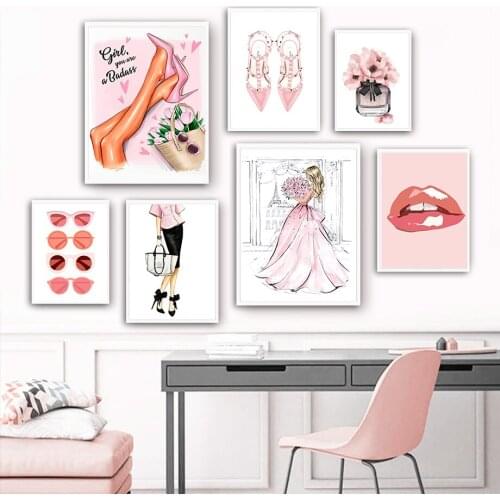 Fashion Paris Girl Nail Polish High Heels Wall Art Canvas Painting Nordic Posters And Prints Wall Pictures For Living Room Decor