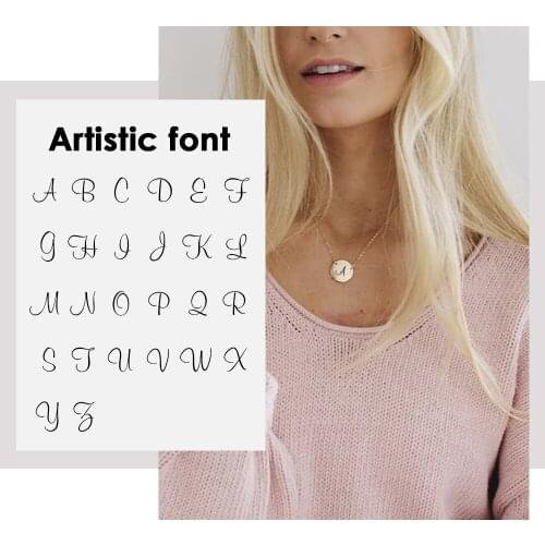 Fashion Artistic Alphabets Pendant Necklace Custom Rose Gold Silver Color Necklace Jewelry for Women Engagement Accesories
