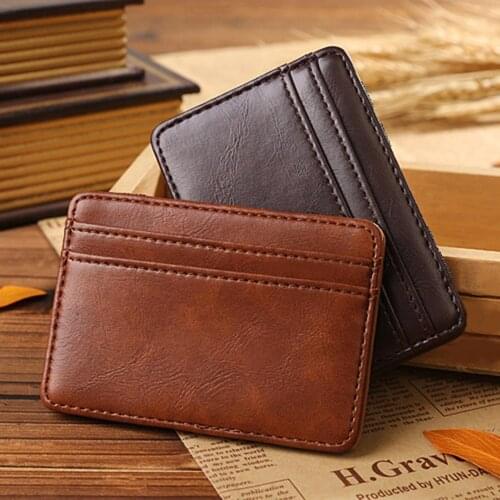 Men Business Leather Card Holder Slim Bifold Magic Wallet Designer Clip Cash Holder Card Cases Fashion Slim Wallet