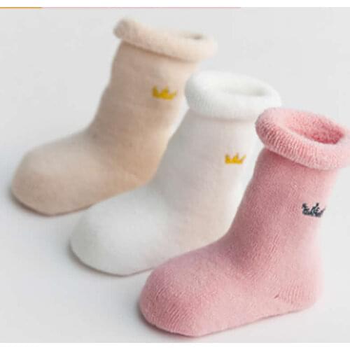 The NEW Cotton Baby Socks Winter Warm Boy Girl Cartoon Baby Socks Winter Terry Thick Baby Sock Cotton Towel Tube Loose Newborn