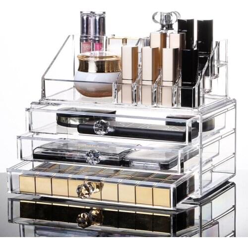 New Clear Acrylic Makeup Storage Case Nail Polish Rack Lipstick Cosmetic Storage box Holder Makeup Brush Makeup Organizer