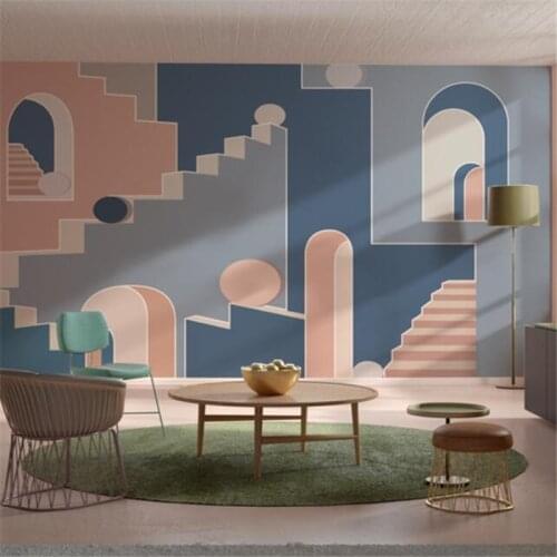 Beibehang custom wallpaper bedroom decoration Abstract geometric pattern wall paper living room bedroom decoration art painting