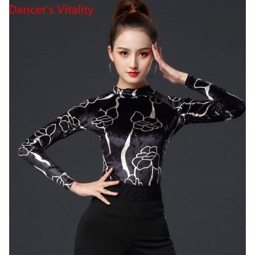 Latin Dance Clothing New Female Adult Fashion Tops Long Sleeve GB Dance Profession Performance Practice Costumes
