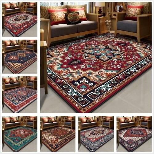 Persian Style Parlor Area Rug Corridor Kitchen Mat Bedroom Rug Indoor Floormat Crystal Velvet Large Carpet for Home Living Room