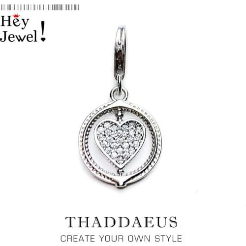 Love Heart Rotated Charm 2021 Brand New Romantic Fine Women Jewelry Exudes Pure Magic 925 Sterling Silver Pendant Fit Bracelet