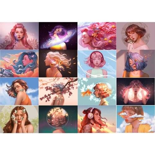 Full Square/Round Cartoon Girl Portrait Diamond Embroidery 5D DIY Diamond Painting Mosaic Home Decoration Gift New GJ316