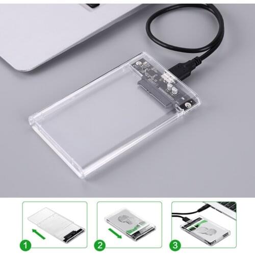 USB 3.0 Transparent HDD Enclosure 2.5 inch Serial Port SATA SSD Hard Drive Case Support 6TB UASP 6Gbps Mobile External HDD Box