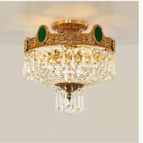 Luxury LED Ceiling Light Copper Crystal Creative Ceiling Lamp D40cm Modern Deco Living Room Bedroom Dining Room Ceiling Lighting