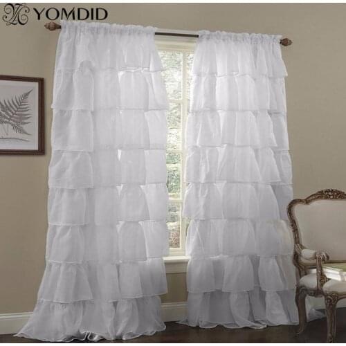 YOMDID White Blinds Rod Curtain Tulle Curtains for Bedroom Door Window Multi-layered Blackout Curtains Home Living Room Decor